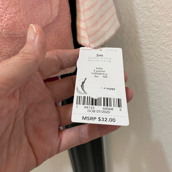 Carter’s Baby 3 Pc Pink Pants Outfit w/Hooded Fleece Zip Up Vest - 3 Mos - Picture 2 of 11